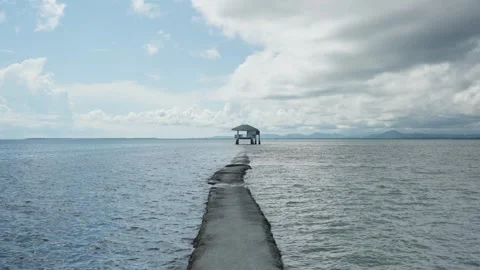 Floating cottage and ocean landscape in Philippines Stock Footage 325415669