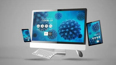 Floating covid-19 devices Stock Illustration