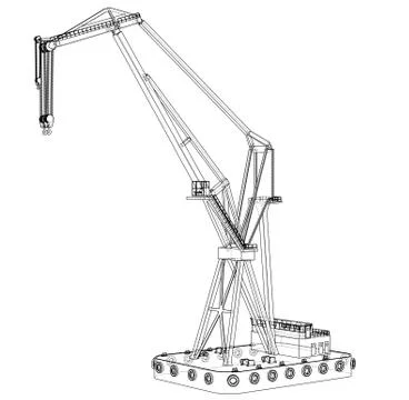 Floating crane. 3d illustration 스톡 일러스트