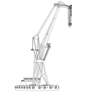 Floating crane. 3d illustration Stock Illustration