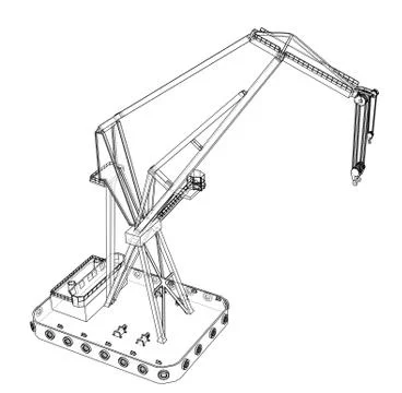 Floating crane. 3d illustration Stock Illustration