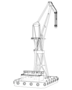 Floating crane. 3d illustration Stock Illustration