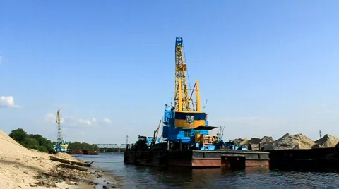 Floating crane Stock Footage 585773
