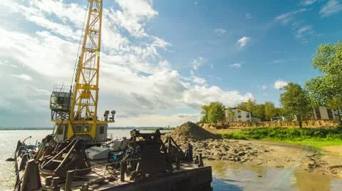 Floating crane Stock Footage 12038478