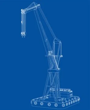 Floating crane. Vector Illustration
