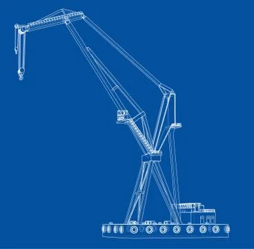 Floating crane. Vector Illustrazione stock