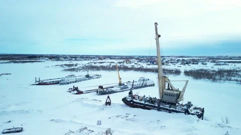 Floating crane in winter Stock Footage 237161427