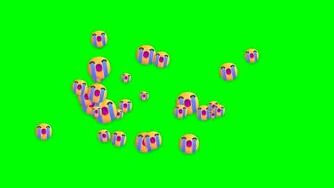 Floating Crying Face Emojis Animation on Green Screen Stock Footage 347626980