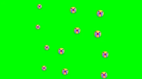 Floating Crying Face Emojis on Green Screen Background 库存影片 347895493