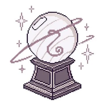 Floating Crystal Orb 8-Bit Pixel Art Stock Illustration