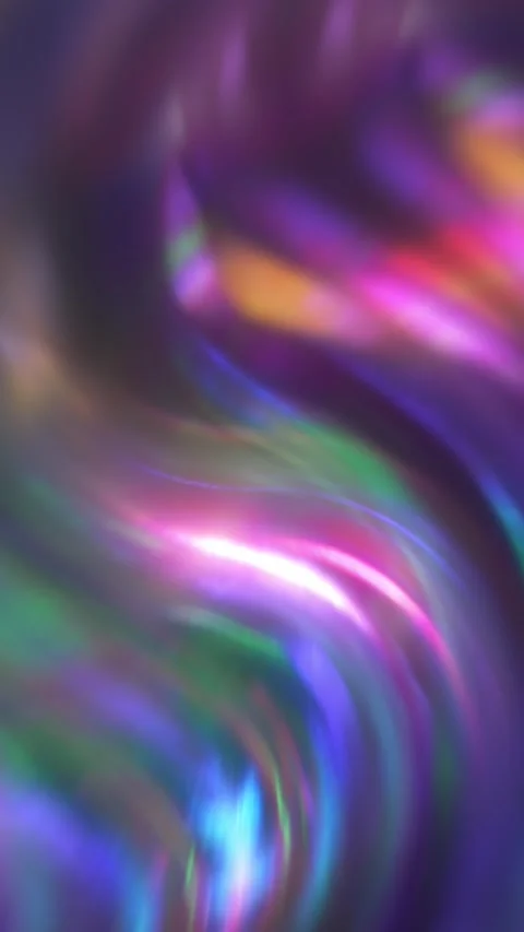 Floating crystal prism with glowing purple and pink reflections on a holographic Stock Footage 303395261