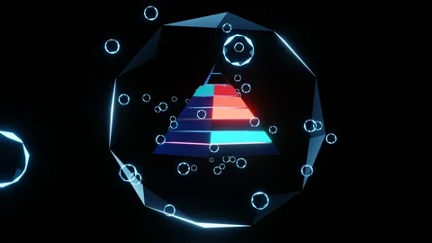 Floating in a crystal sphere sparkling with neon Disco Pyramid. Stock Footage 163661590