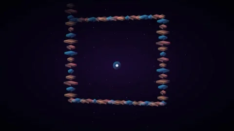 Floating Cube Frame &amp; Pulsing Light Loop - Dark Space Motion Backdrop Stock Footage 341563206