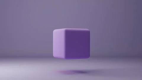 Floating cube in matte purple tones. 3D looping animation background. Stock Footage 310093873