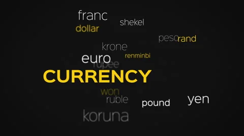Floating Currency Words Array Black Stock Footage 61741353