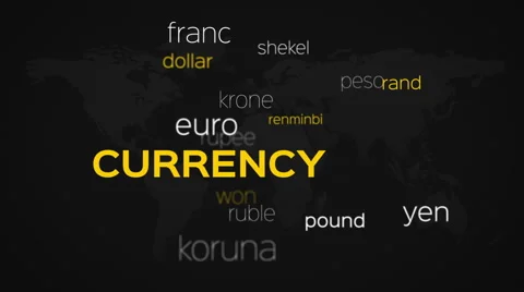Floating Currency Words Array Black World Stock Footage 61741822