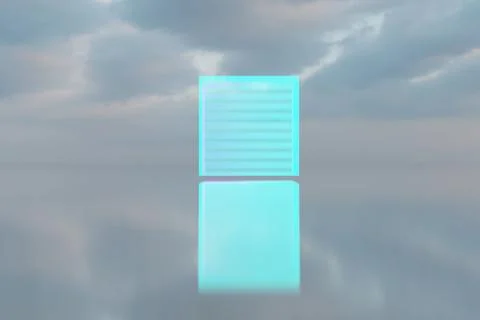 Floating cyan neon square panel with futuristic glow Stock Illustration