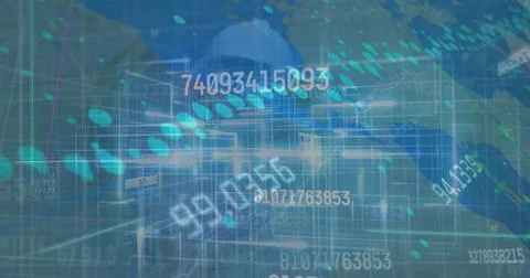 Floating data visualization streaming across digital interface world map Stock Photos