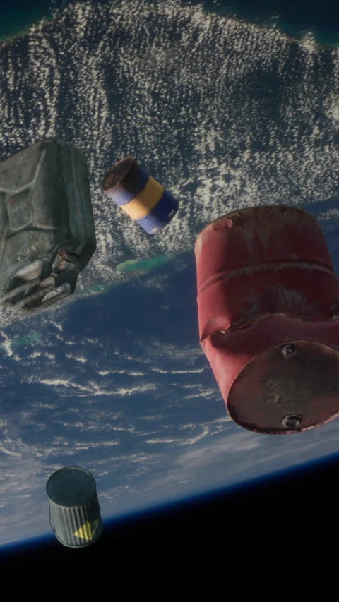 Floating debris seen above Earth from space Stock Footage 344959488