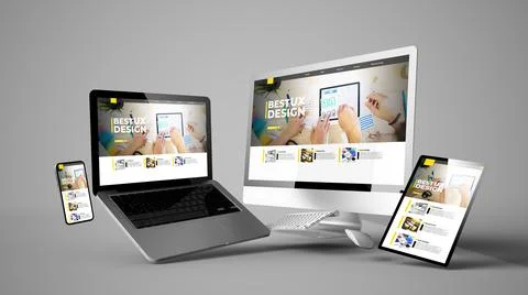 Floating devices user experience design Stock Illustration