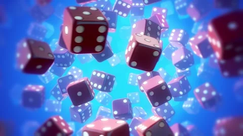 Floating Dice on Blue Stock-Footage 264294002