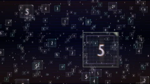 Floating Digital Data Particles, Numerical Squares In Spacey Data Matrix Stock-Footage 320630686