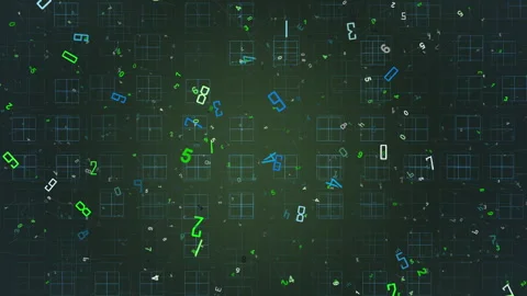 Floating Digital Numbers Over Glowing Grid Data Background Stock-Footage 342592059