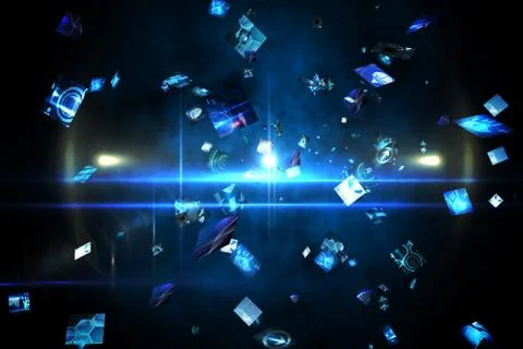 Floating digital screens in blue Illustrazione stock