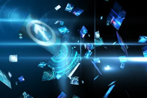 Floating digital screens in blue Stock Illustration