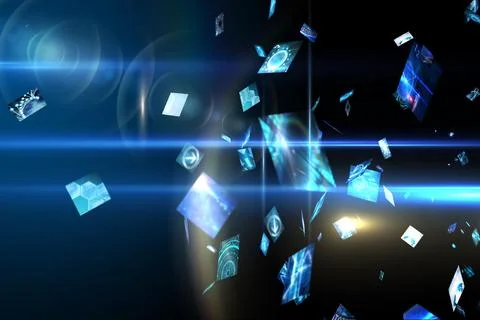 Floating digital screens in blue Illustrazione stock