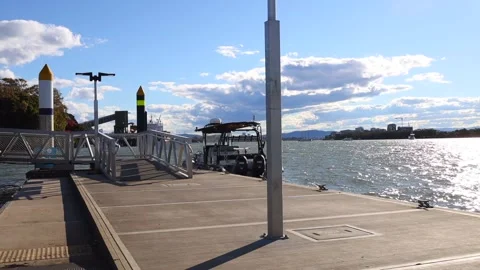 A floating dock on the Brisbane River Stock Footage 137551523