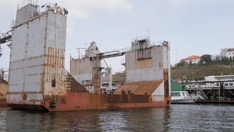 Floating dock. A device for repairing large vessels. Stock Footage 145084685