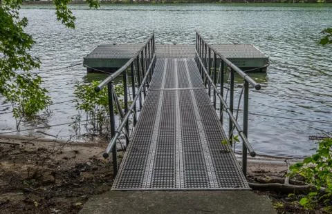 A floating dock in the lake Stock Photos