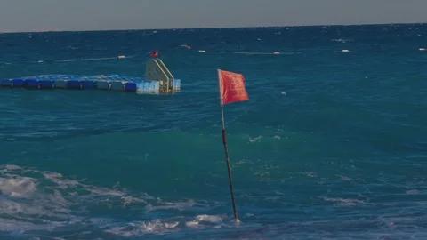 Floating dock platform, plastic floating platform Stock Footage 322510858