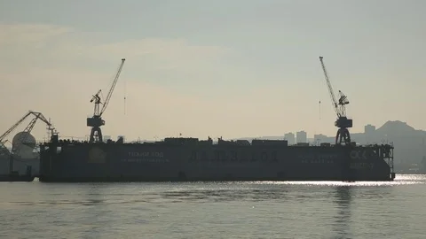 Floating dock for ships Stock Footage 76681889