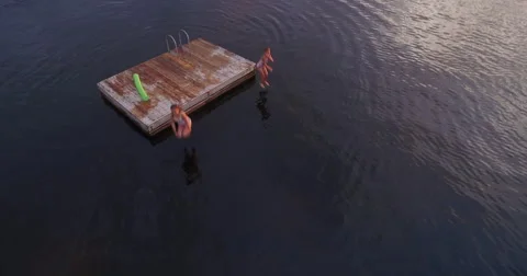 Floating dock sunset  Vídeo Stock 68895001