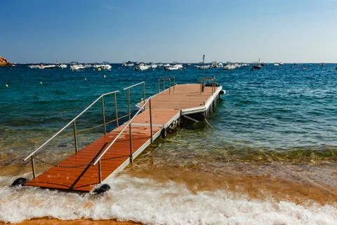 Floating dock in Tossa de Mar Stock Photos