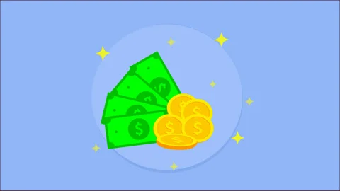 Floating Dollar Bills and Coins Stock Footage 325632405