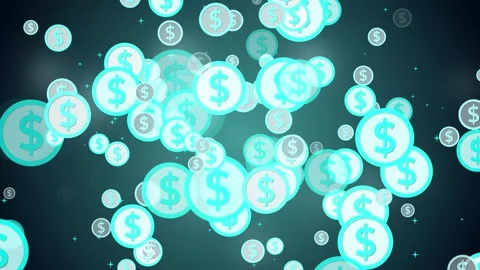 Floating dollar symbols on dark background animation Vídeo Stock 336754553