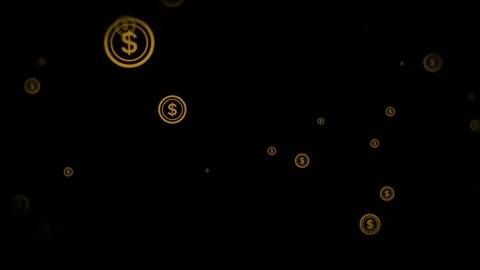 Floating Dollar Symbols on a Dark Background Depicting Wealth and Economic .. Stock Footage 344510594