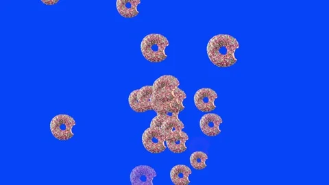 Floating donuts blue screen loop animation Stock Footage 342289146