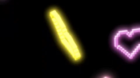 Floating doodle heart animation black screen overlay video effect 4k Stock Footage 289911866