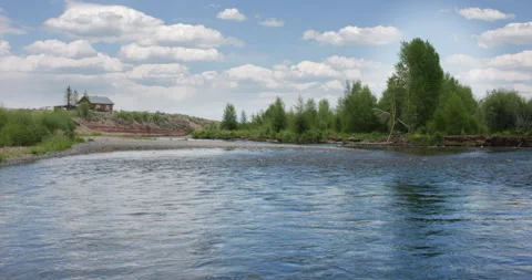 Floating Down the Green River Near Pinedale Wyoming in Summer Stock Footage 329128620