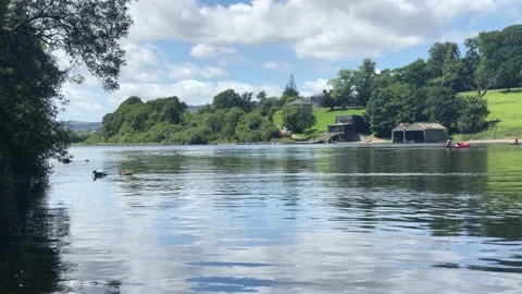 Floating down a river in Wales Stock Footage 136251974