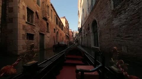 Floating down Venice in a Gondola (HD) c Stock Footage 11584364