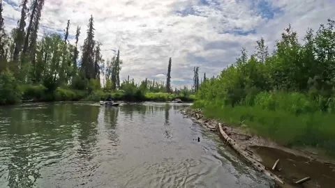 Floating downstream with rafts following Stock Footage 203659568