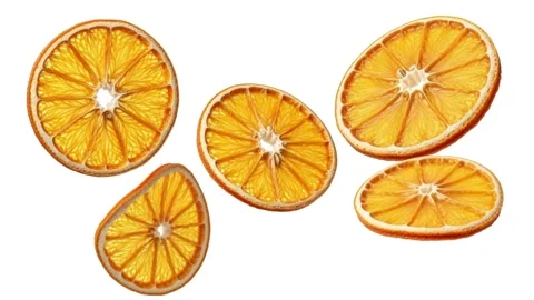 Floating dried orange slices isolated on white Stock Footage 339340582