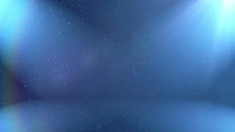 Floating Dust Particles in Deep Blue Atmosphere with Soft Light Rays Stockbeeldmateriaal 343635532