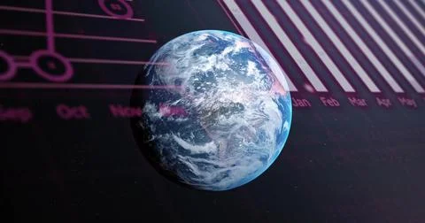 Floating Earth globe showing cloud patterns and terminator in starfield, イラスト素材