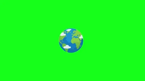 Floating Earth planet animation, 2D, green screen Stock Footage 339596231